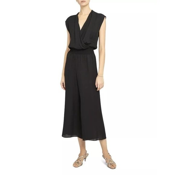 Theory Wide-Leg Draped Silk Jumpsuit
